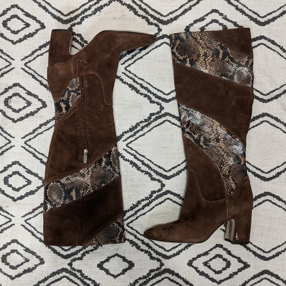 NEW Sam Edelman Hai Mixed Snake Leather Boot - Picture 5 of 9
